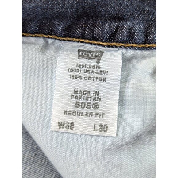 Y2K Levis 505 Regular Fit Straight Leg Jeans Mens 38X30 Red Tab Denim VTG Blue - Picture 13 of 13